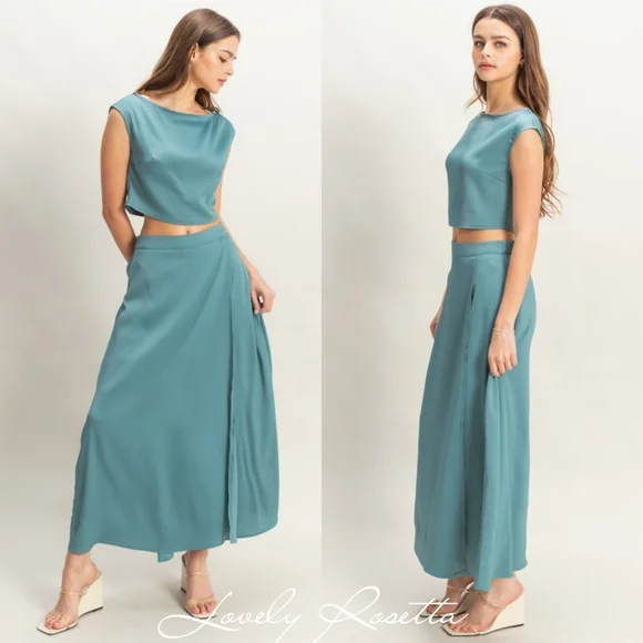 Black Two-Piece Top and Maxi Skirt Set - Picture 8 of 10